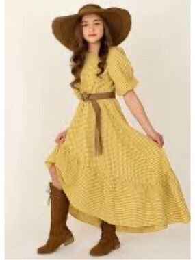Joyfolie Mustard Yellow Tiered Maxi Dress with Puff Sleeves
